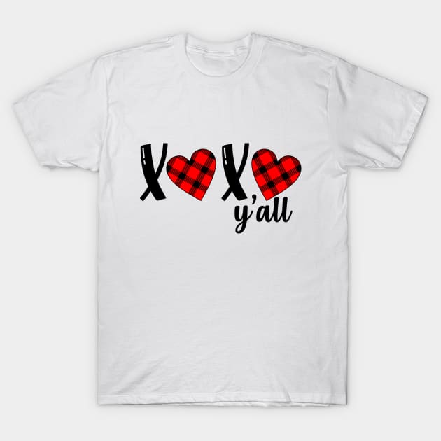 Plaid heart xoxo all hugs and kisses Love Valentines Day gift T-Shirt by KazSells